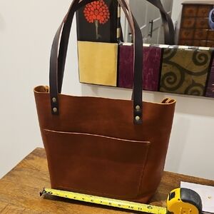 Portland Leather Almost Perfect Nutmeg Medium Brown Leather Tote Bag